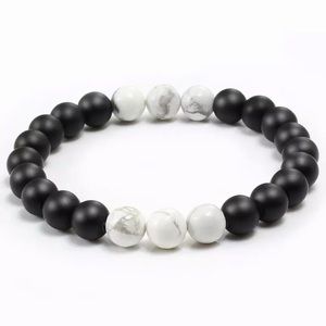 Black Onyx and White Howlite Beaded Bracelet